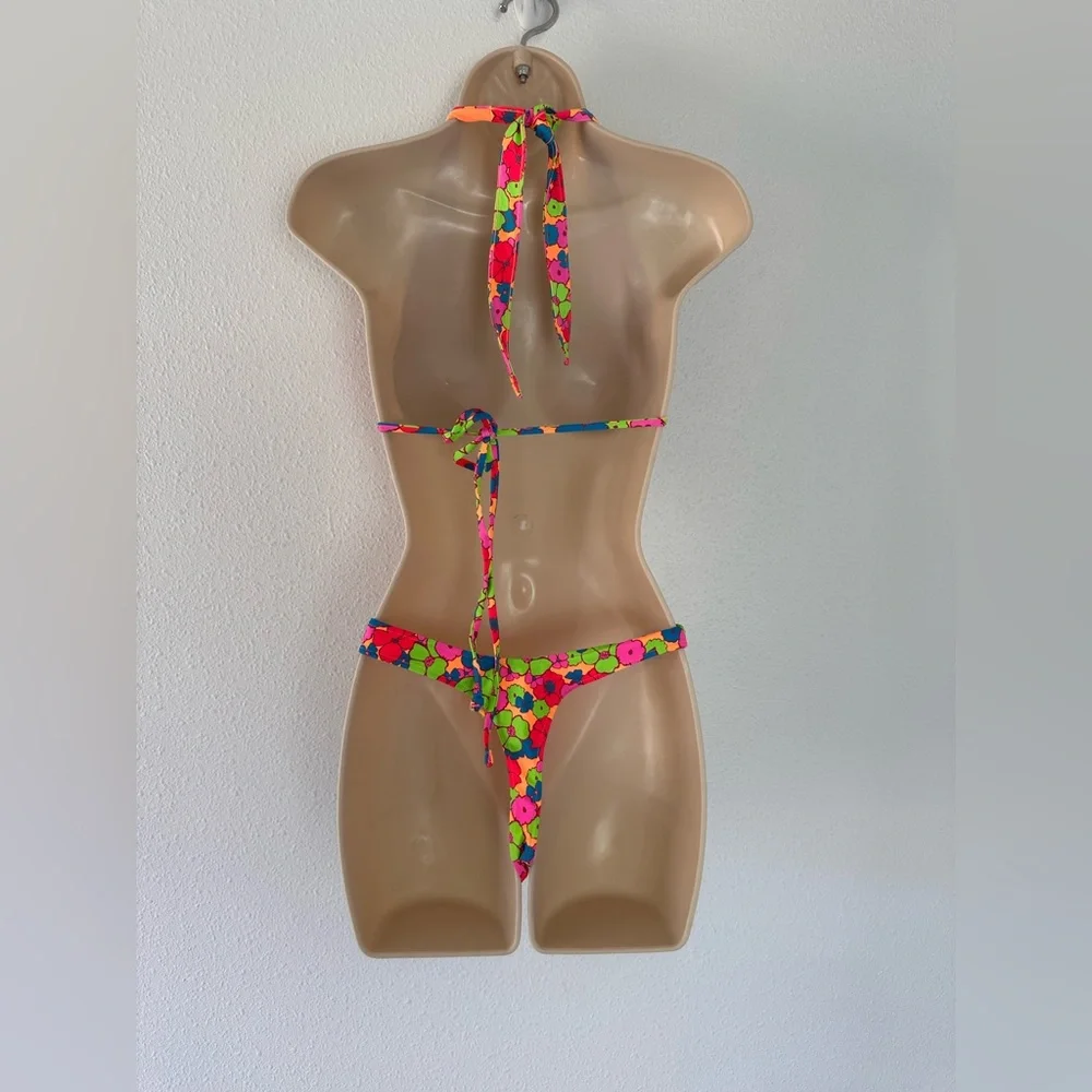 Frankies bikinis bright floral bikini L top S bottom